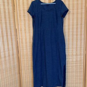Pure J Jill Indigo Womens L Dress Chambray Blue Cap Sleeve Western Cottagecore